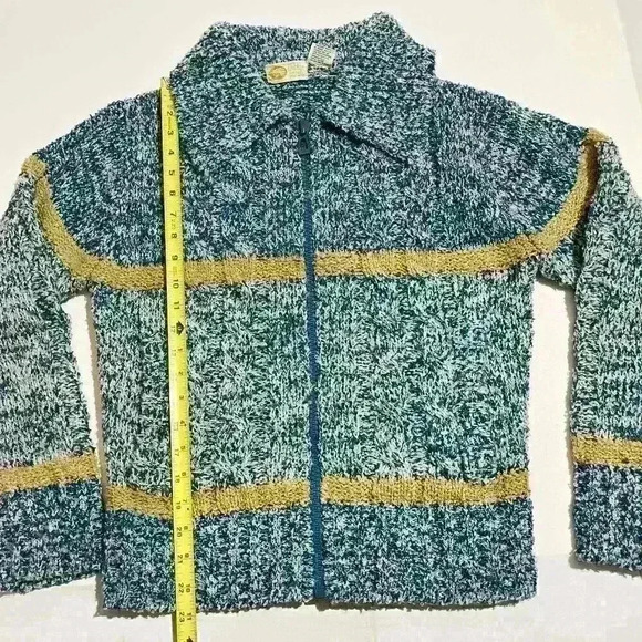 Vintage Pebble Beach Sportswear Womens Teal Zip Knit Jacket Sweater Size Small - Picture 5 of 8